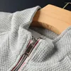 Mäns hoodies Applique broderad halv-zipper stand-up krage pullover casual hoodie för män höst och vinter stickade långa ärmar