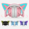 Earphones New Cute Fashion Girl Wireless Bluetooth Cat Ear Headset Hd Mic Rgb Lighting Virtual 7.1 Channel Stereo Music Game Headphone