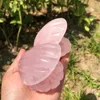 Decorative Figurines Natural Rose Quartz Shell Carving Crafts Healing Energy Stopne Carved Figurine Ornament Home Decor Gift 1pcs