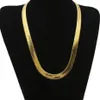 Pendanthalsband 10mm platt Herringben kedja halsband män smycken 18k gult guld fylld solid trendig mäns choker clavicle 6240s