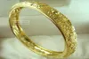 24CT Yellow Gold rempli GF Chinois Carving Wedding Open Bangle Bracelet 10 mm Largeur de 58 mm de diamètre G995782502