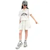 Clothing Sets 2024 Spring Summer Girls Tennis Polo Tracksuit Short T-shirt Loose Sport Pleated Skirt Teenager Children Set 5 6 8 10 12 Year