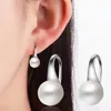 Stud Earrings Silver Color Round Pearl For Women Girls Wedding Jewelry Hypoallergenic Eh1366