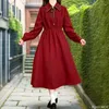 Casual Dresses Art Mori Girls Long Dress Autumn Winter Basis Wear Retro Vintage Japan Preppy Style Sweet Sweet Ribbon Bow Tie Red Shirt