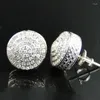 Stud Earrings Trendy Fashion OL Round Lady Drop Brilliant Bridal Engagement Wedding Jewelry Elegant Female Dangle