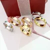Designer Trendy Carter 6 diamond ring color love titanium steel electroplating 18K gold tide style 4MBT WTPQ