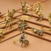 DIY Crafts Bull Ornament Sculpture Copper Miniatures Pigturines Desk Decor Pure Handmade Lines Ключевые кулонные украшения 240418