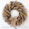 Dekorativa blommor Ychon Autumn Wreath Fall Grain för ytterdörren med guldvete och bomullshalloween Garland Decor Wedding Wall Window