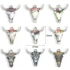 Charmos 10pcs Multicolor Bull Head Silver Color Bohemia Cow esmalte pingentes para jóias Fazendo descobertas de colar DIY 22x21mm