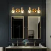 Wall Lamps Biewalk Modern Luxury Copper Crystal Mirror Lamp Golden Simple Bathroom Dressing Table Cabinet Lighting
