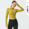 Desginer Aloe Yoga Jacke Top Hemd Klobe Kurzfrau Hoodie Ursprungwomens Herbst/Wintermantel Sportbekleidung enge elastische Lauf Reißverschluss Fitness -Hemd Langarm