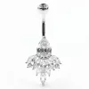 Sieraden 925 Sterling Silver Belly Bar Ring Peefowl Cubic Zirconia Duidelijke navelring