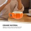 Tasses 1 Set Pumpkin Forme en céramique Cérame nouveauté Water Halloween Coffee Office tasse avec cuillère