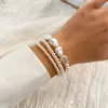 Keten Salircon Koreaanse romantische multi-layer Imitatie Pearlarmband Fashion Elegante brede armband voor vrouwen Wedding Party Sieraden Gift Y240420