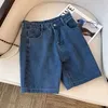 Frauenshorts Neue Vintage KN-Länge Spleiß Design Fashion Lose Freizeitstil Strtwear High Strt Cool TNS Frauen Denim Shorts Solid Y240420