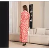 Casual Dresses 24 Summer Women's Flip Collar Split Style Slim Fit Wrap Long Dress Fragmentered Flower