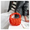 Wristlets New hot selling pleated bag, cloud bag, niche plaid down cotton jacket bag, new girl handbag, fashionable handbag, girl