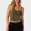 Women's Tanks Camis Xingqing y2k Tops 2000s Vest Summer Women Contrast Color Spaghetti Strap Slveless Backless Ruched Mesh Camisole Strtwear Y240420