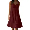 Casual Dresses Women'S Solid Color Sleeveless Patchwork Dress With Pockets Fashionable And Simple For Female