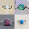 Kamień Big Opal Pierścienie Kobiety Północne Pierścień Wedding Wedding Biżuteria Will i Sandy Drop Shis SY