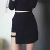 Skirts Womens dress casual sexy ring irregular high waisted mini bag Hip Skirt Y240420