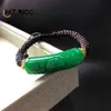 Kedja naturlig jade handvävd armband green porslin snidande lyx mode vackra jadeit smycken män och kvinnor tur amulet gåva y240420