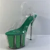 Chaussures de danse Sandales d'été 8 pouces Green Crystal Soles pour les fêtes et les boîtes de nuit 20 cm Talons Modèles dansant