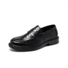 Dress Shoes 38-44 MENS KOE LEDER LEDER SURNE Summer Flat-Soled Slip-On Office Career Wedding Soft Bottom Male schoenen Hy125