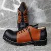 Dress Shoes Orange Patchwork Man Round Toe Lace Up Low Heels Male Fashion Casual