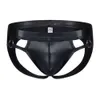 Hot Selling Fun Lingerie Men's Underwear Patent Leather Tight Fitting Suit Triangle Iron Ring PU