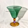 Vinglasögon ljus lyxig vintage sockerbönbägare färgglad enkel röd glas dessert kopp glass söt ins stil cocktail