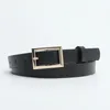 Ceintures 2024 Fashion Belt Women's Gold Square Buckle Candy Decoration Simple and Soft PU Cowboy