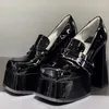 Zapatos casuales Mujeres Plataforma de moda de bombas clásicas en tacones altos Tacos gruesos Store de tobillo Marca 2024 Trendy Marry Jane Woman Black