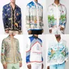 Nowy projektant Casablanca Silk Casual Shirt Street Motorcylie Drukuj cienki sekcja Lapel Casual Loose Hawaiian Beach Mężczyźni i kobiety jedwabne koszulę z długimi rękawem Top Casablanc