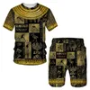 Heren Set Ancient Egypt Horus God T -shirt Shorts Tracksuit Summer Casual 3D Print Egyptische symbool kleding T -shorts Shorts Suits 240417