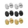 Mens Black Earrings High-end Korean Stainless Steel Dumbbell Stylish and Personalized