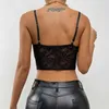 Frauen Tanks Camis Vemina Lace Hohling Mesh S durch Halfter Tank Weste Slveless Slim Rückenless Crop Top Frauen sexy Camisole vneck Korsett Y240420