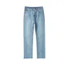 Jeans feminino azul claro reto 2024 Cantura alta calça de carga coreana Y2K Streetwear Mulheres de mulheres desleixadas