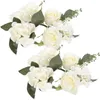 Decorative Flowers 2 Pcs Artificial Candlestick Garland Wedding Decor Wreaths Decorate Rings Plastic Fake Table