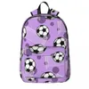 Ball de football de sac à dos et objectif Purple Pattern - Backpacks Boys Girls Bookbag Book Students Sacs Sacs Cartoon Enfants Voyage