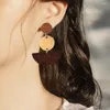 Stud Earrings 10 Pcs Vintage CoconutBrown Color Wood Wooden Earstud Components With Pin And Hole Flat Round Jewelry Making