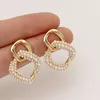 Pendientes de sementales colgante de círculo de perla natural vintage colgada para mujeres joyas modernas 2024 regalo de lujo