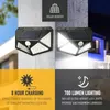 1/2/4/6/10pcs 100 LED Solar Wall Lamp 4 lados luminoso con sensor de movimiento Garden al aire libre Patio impermeable Luz de pared 240408