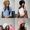 Chapeau en peluche épaissie hivernale européenne et américaine IMIMITÉ PLUSE CHEUR MINK Y2K Blanc Round Top Womens Hat Premium Feel 240417