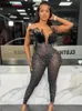 Weird Puss Feather Strapless Women Jumpsuit Sparkle Rhinestones s Body Shaping Rave Party Pole Stage Performance Wear 240409