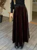 Skirts Alien Kitty 2024 Autumn Velvet Chic Maxi Women Solid Loose Elegant Vintage Casual Daily Office Lady Work Wear