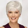 Lace Wig JOY BEAUTY Short Bob Wavy Wig Women Synthetic Silver Gray Wig Suitable for Party or Daily Use Heat Resistant Hair Style Wig Z0613