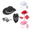 Berets Western Cowgirl Costume pour Bachelorette Party Hat Scarf Sweglass Women Cosplay Night Club Drop