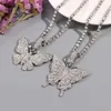 Hänghalsband isade ut rosa rhinestones asfalterade Big Farterfly Pendant Tennis Chain Necklace For Women Shiny 3D Butterfly Choker CHOCHE SMYELLTY Y240420