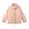 Winter Cowhide Button Short Down Cotton Jacket for Women with Small Stature Version Loose New Gentle {category}